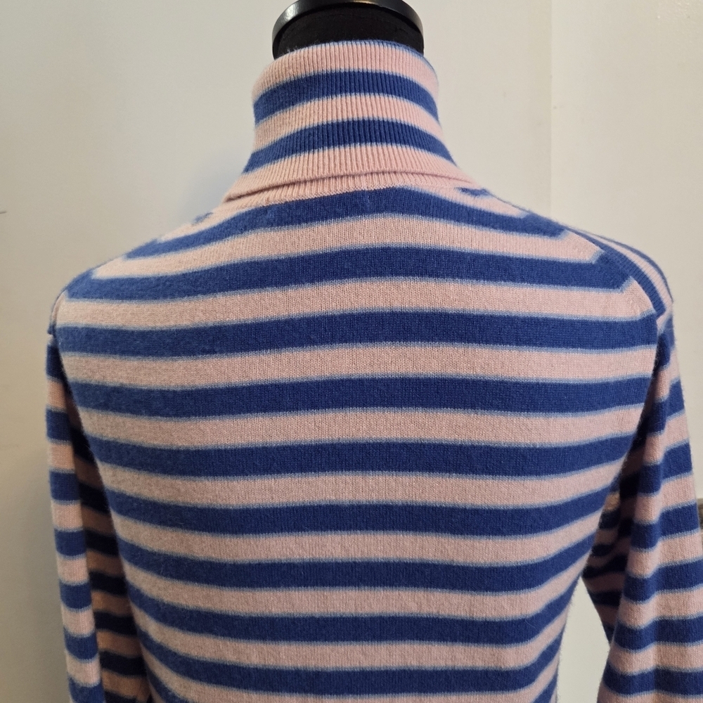 MARNI x UNIQLO Cashmere Striped Pink Blue Turtleneck Sweater Small - Picture 6 of 10